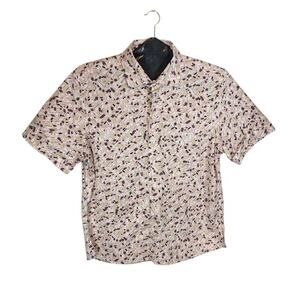 Seaplane Men's 2XL Pink Thing Print Button Up Short Sleeve Shirt Made in USA